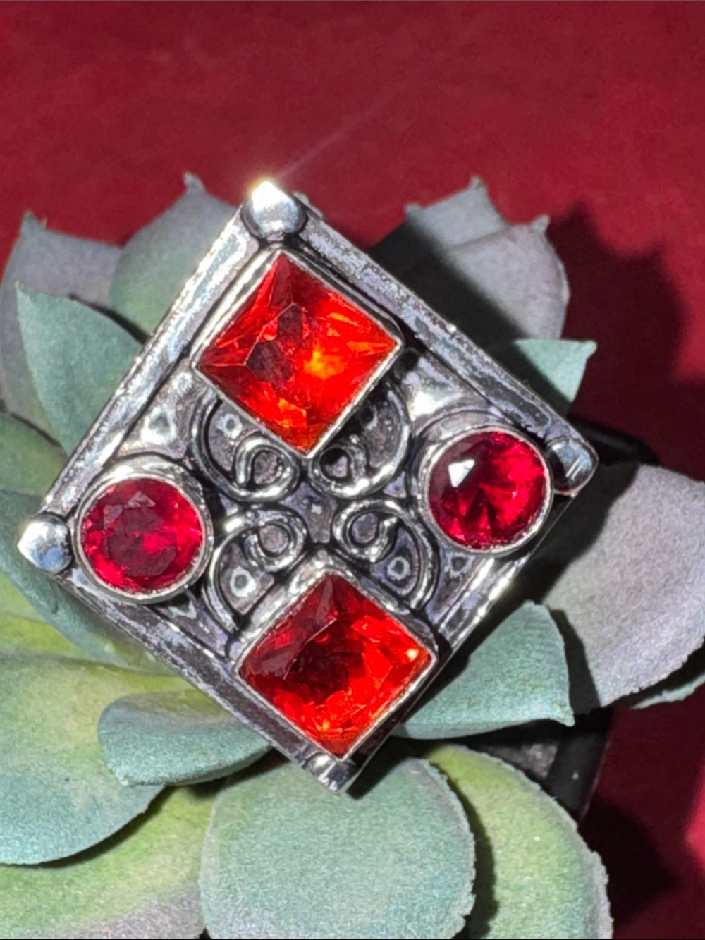 Silver Garnet Ring